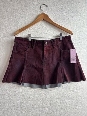 NWT Wild Fable Burgundy Flared Mini Skirt Size 4